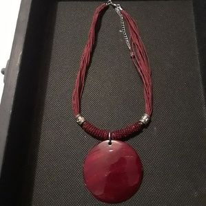 Burgundy Disk Necklace